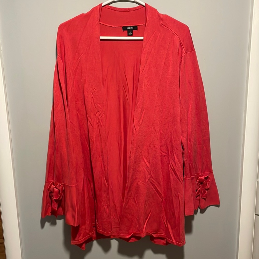Alfani open sweater with bow detailing on sleeves
